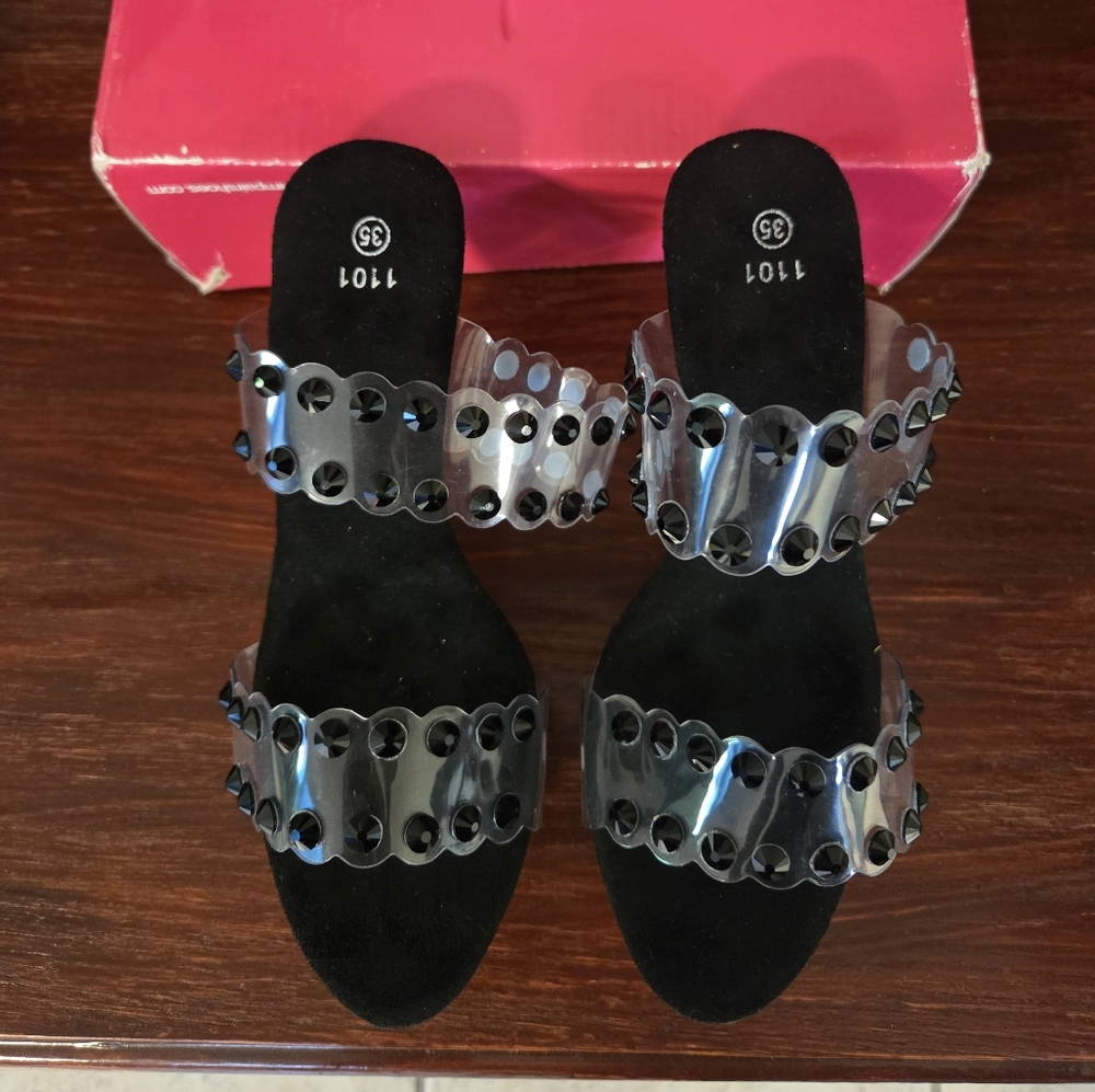 Stylish Black and Clear Women's Sandals